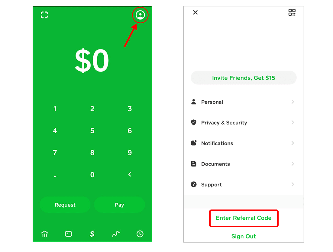 how to enter referral code on Cash App