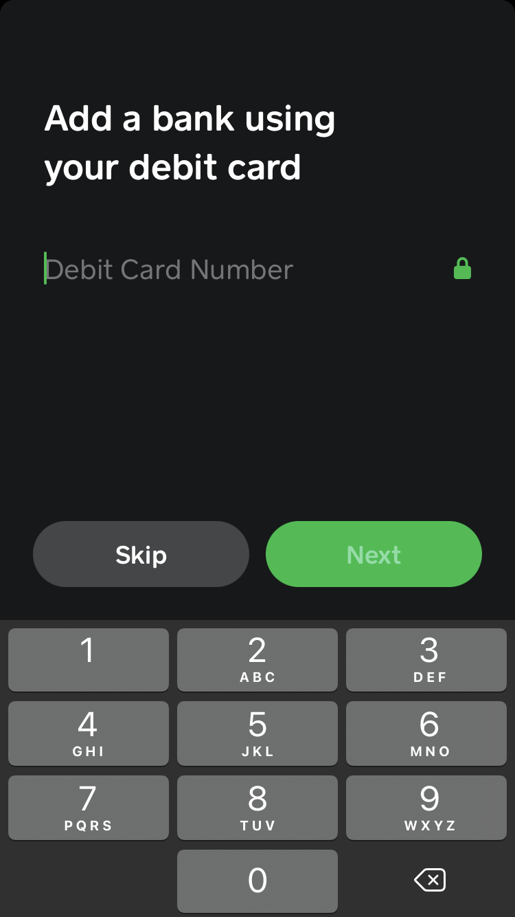 Add a bank using your debit card