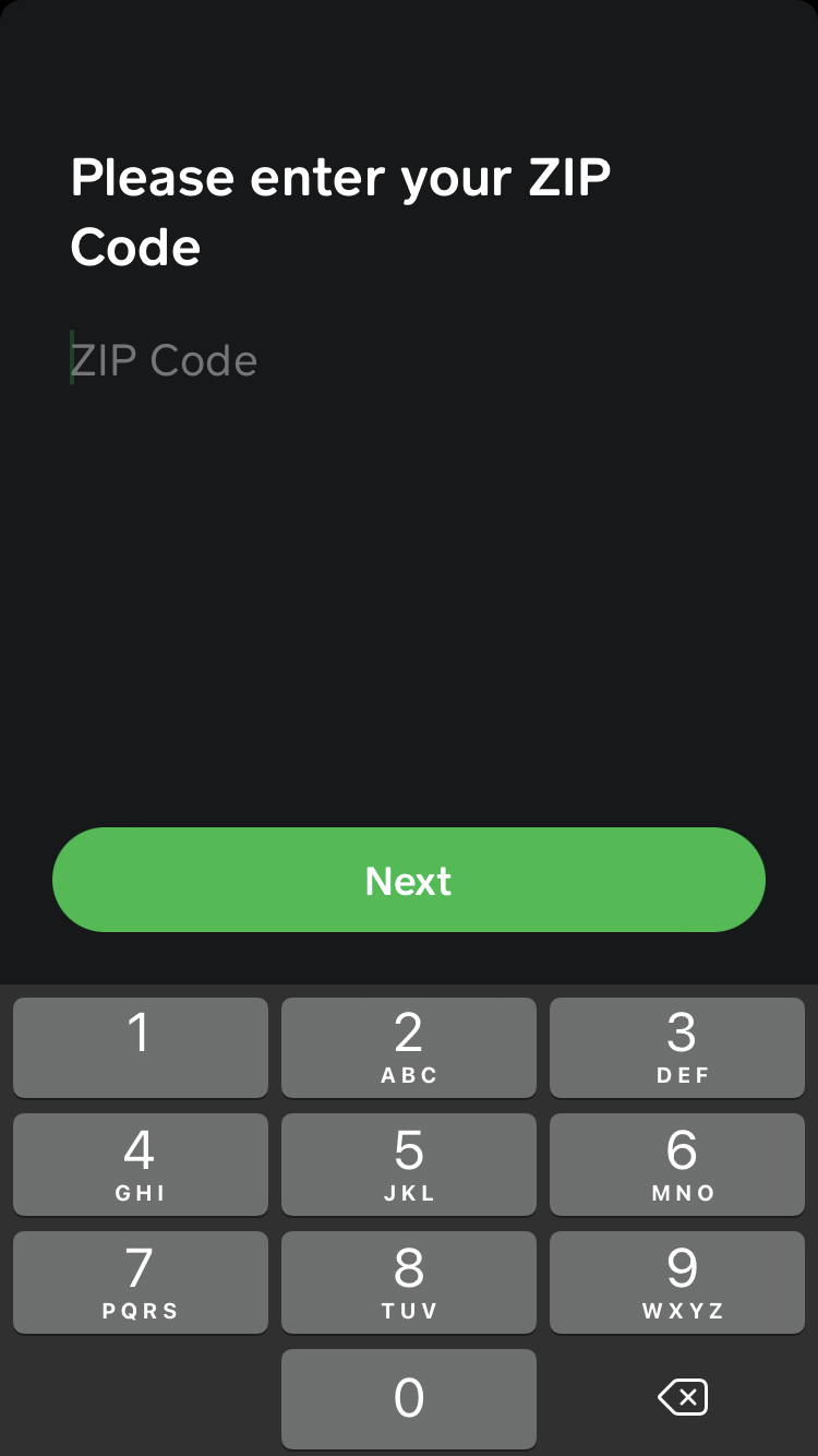 enter zip code cash app
